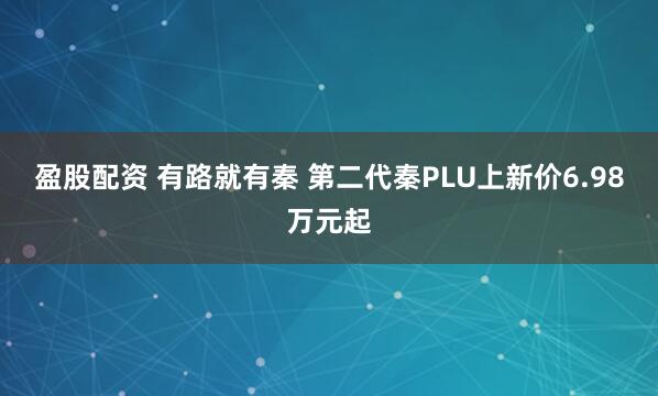 盈股配资 有路就有秦 第二代秦PLU上新价6.98万元起